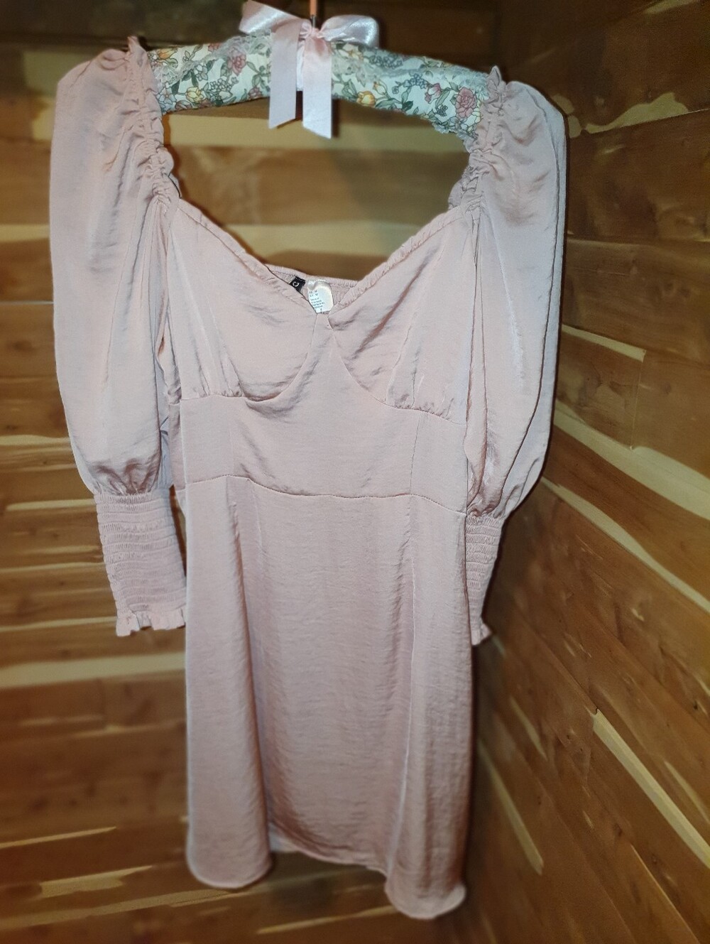 Divided By H&M Blush Pink Long-Sleeve Puff-Sleeve Mini Dress